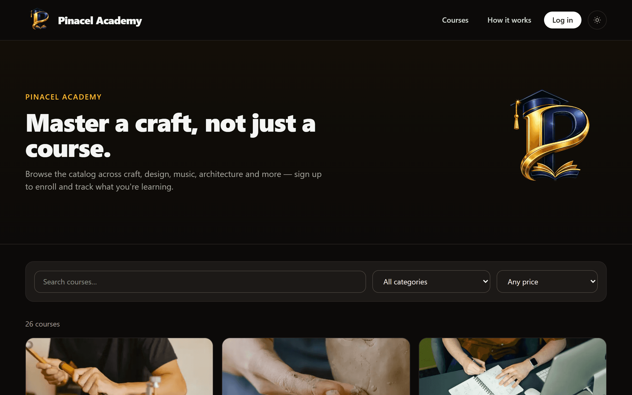 Pinacel Academy interface